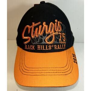Sturgis Motorcycle Rally Hat Cap 75th 2015 Black Hills Strap Back NWT
